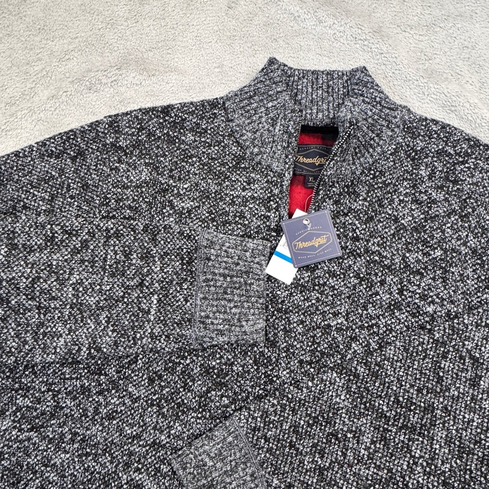 Threadgrit Mens XL Quarter Zip BRAND NEW Fleece‎ Lined Grey NWT